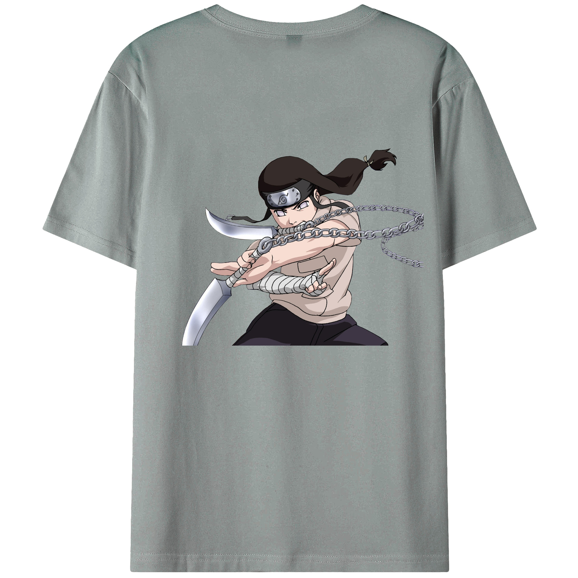 （画像用） NARUTO -ナルト- 日向ネジ Hyūga Neji 綿100％ メンズ半袖Tシャツ（バックプリント） 通気性